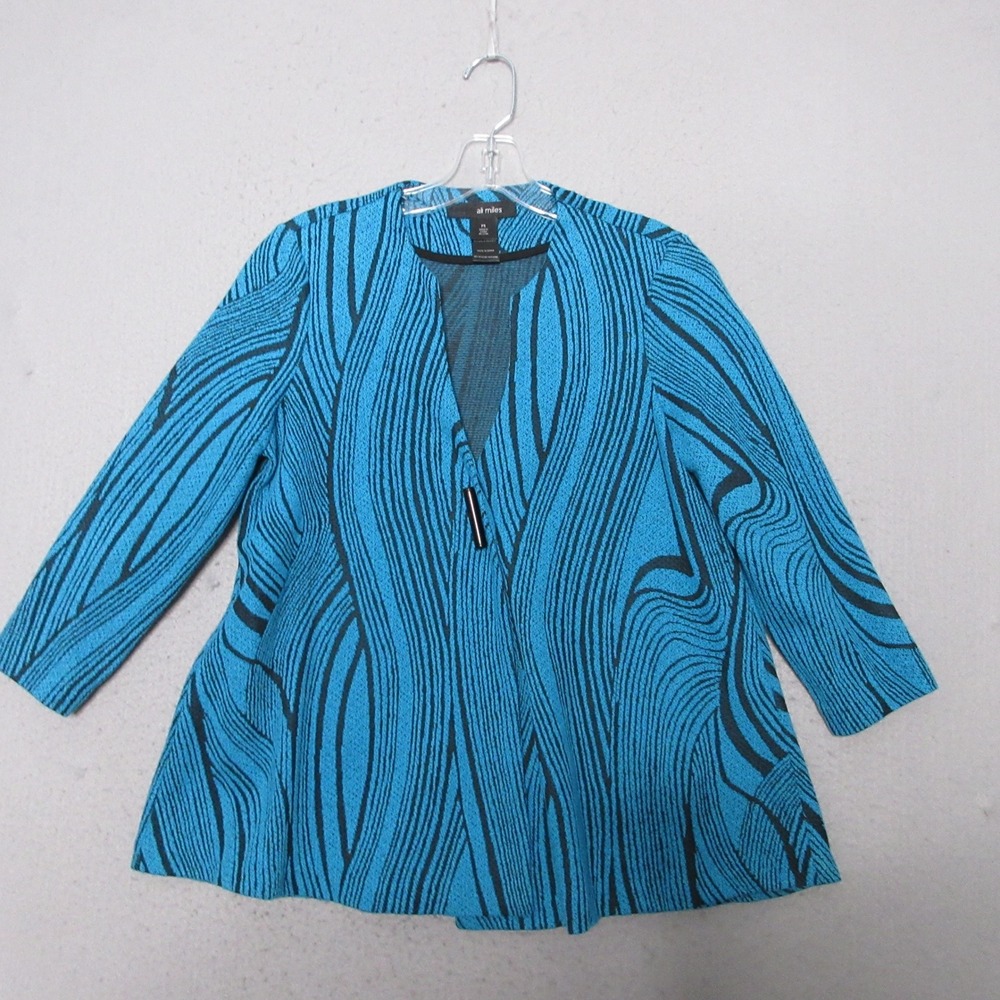 Ali Miles Jacket Blue Black Art To Wear Toggle Lagenlook Event Eclectic Coctkail